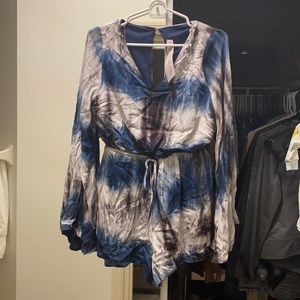 NWT Pink Lily Navy Tie Dye Romper- S